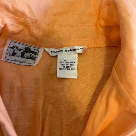 RICHARD Malcolm Irish Linen peach v-neck L - Picture 3 of 7